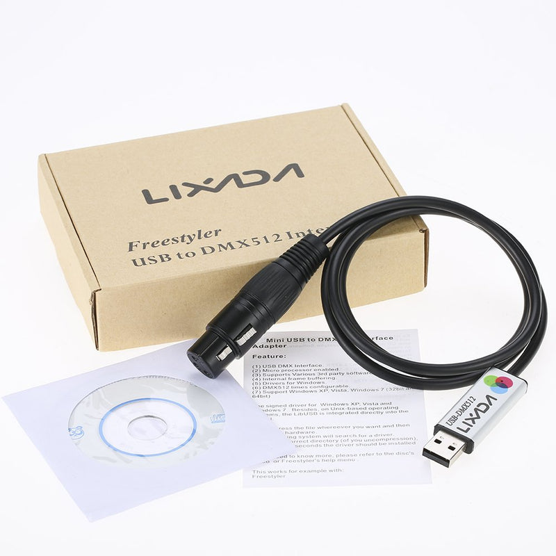 [AUSTRALIA] - Lixada USB to DMX Interface Adapter LED DMX512 Computer PC Stage Lighting Controller Dimmer 