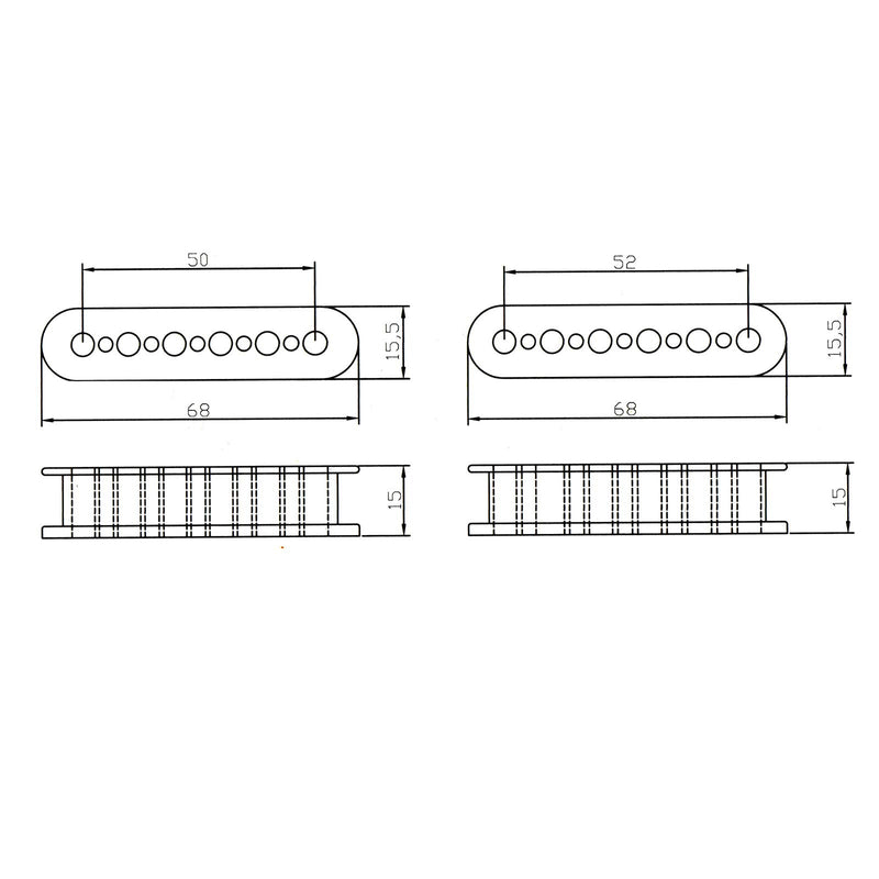 Guitar humbucker pickup bobbin 52mm pole spacing 15mm high ABS