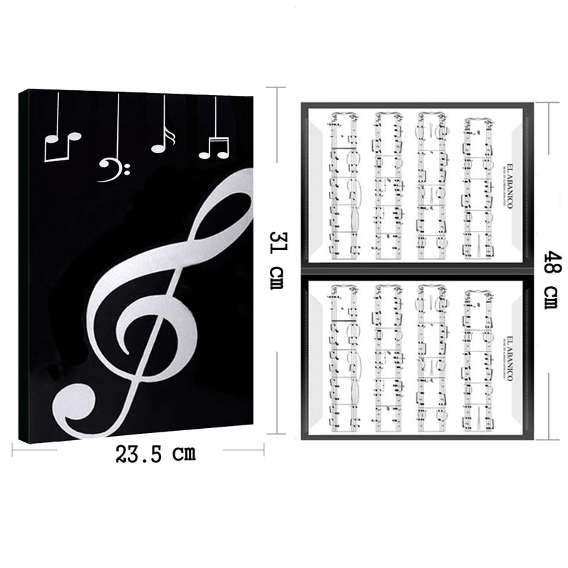 Music Folder Sheet Music Folders Binder Music Choral Storage Holder Band Folder,A4 Size Black Folder,40 Pockets