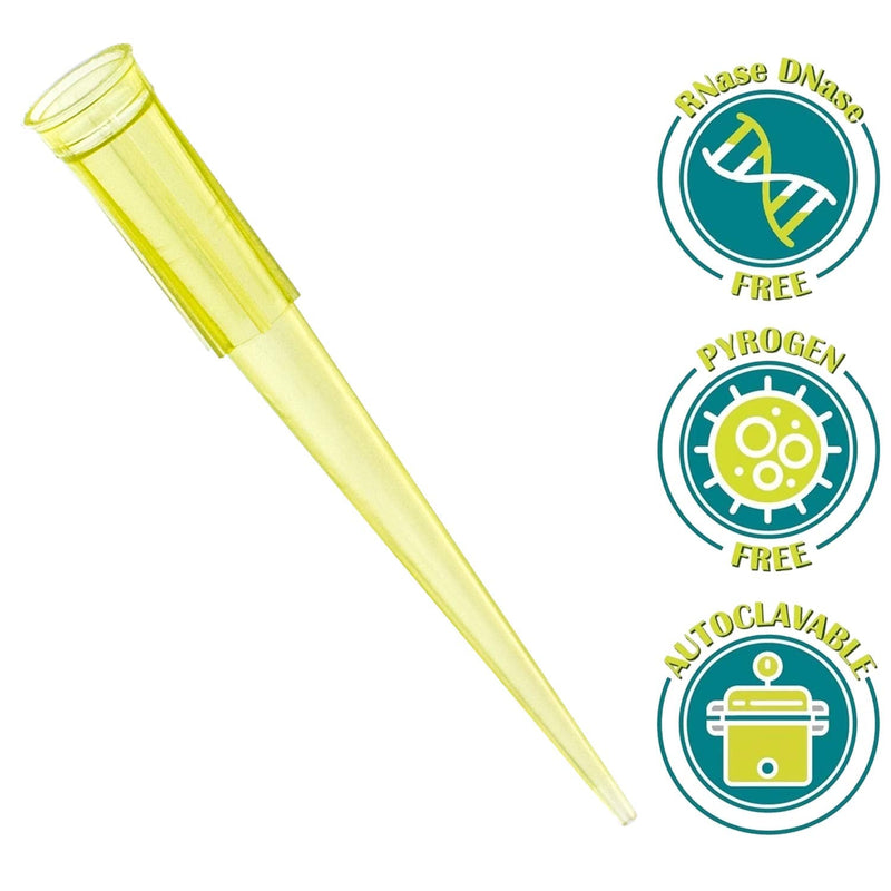 OIIKI 200ul Pipette Tips, 1000pcs Universal Liquid Pipettor Tips, Clear Yellow, DNase/RNase Free Disposable Pipette Pipettor Transfer Pipettes for Laboratory 1000 Pack