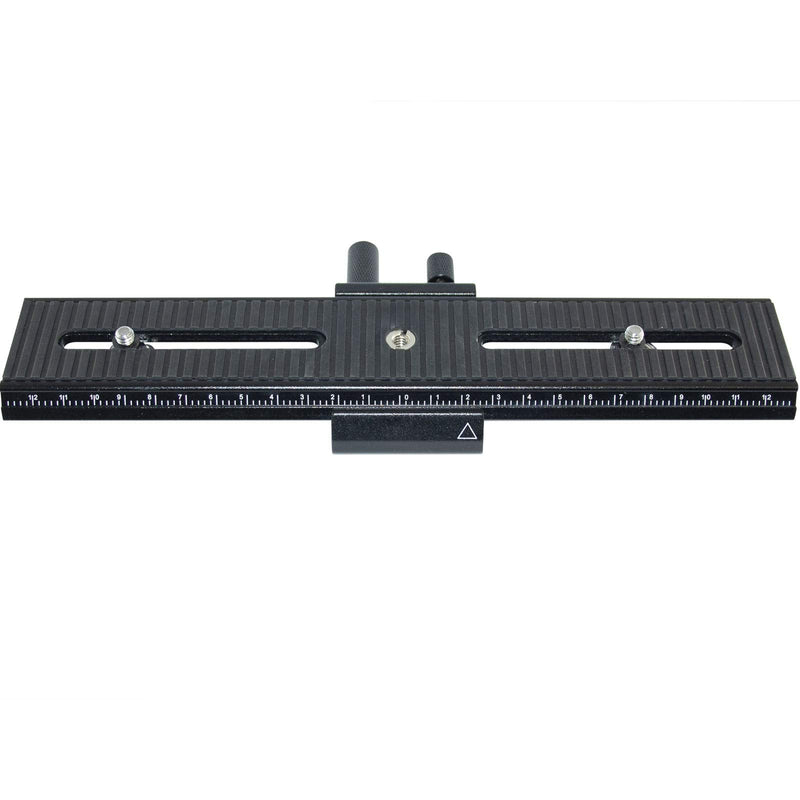 EXMAX 26cm/10.2in 2 Way Macro Shot Focusing Focus Rail Slider 1/4" Quick Screw Release Mount Camera Flash Support Plate with Standard 1/4" Screw