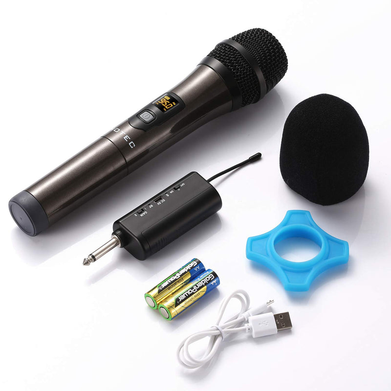 [AUSTRALIA] - Hotec UHF Wireless Dynamic Handheld Microphone with Rechargeable 1/4” Output Mini Portable Receiver for Live Performance Over PA, Mixer, Speaker (H-U06C) 