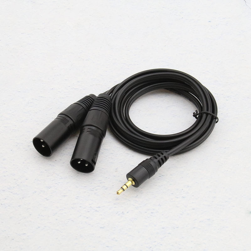 3.5mm to Dual Male 3 Pin XLR Cable 1.5m Gold Plated Interconnect Audio Microphone Cable for Mixer Microphone Audio