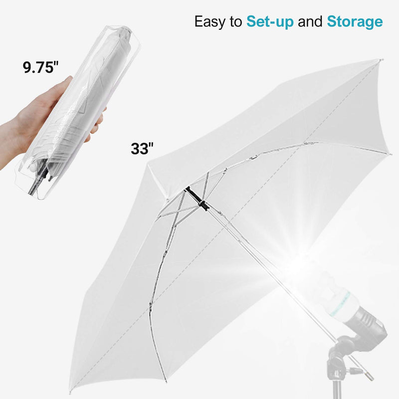 JS JULIUS STUDIO 33" 3-Fold Ultra Compact Professional Photography Photo Video Studio Lighting Flash Translucent White Soft Umbrella for Photo Portrait Studio Shooting Daylight, JSAG669