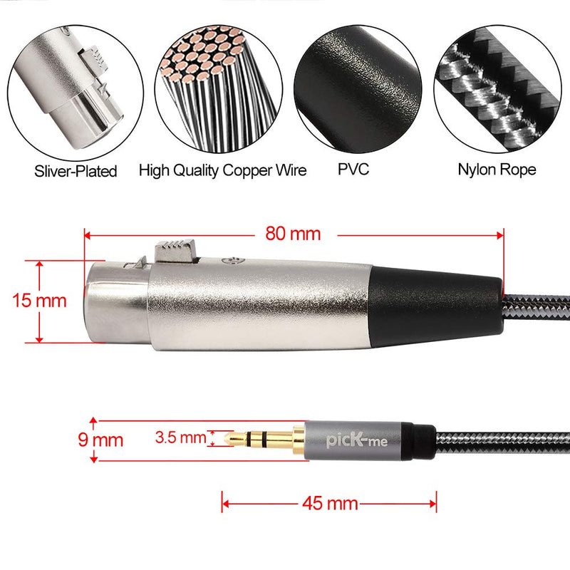 [AUSTRALIA] - picK-me TRS 3.5mm Male to Dual XLR Female Cable, 1/8 inch Mini Jack to 2 XLR Y Splitter Adapter Cord (0.3M/0.98FT) 