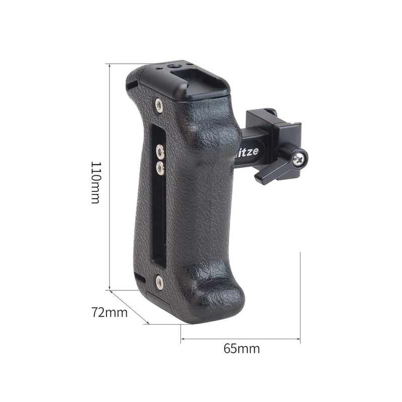 Nitze Adjustable Plastic Side Handle Grip Universal Camera Cage Handle with Cold Shoe Mount Built-in NATO Clamp for Camera Cage Shoulder Mount Support - PA22-F