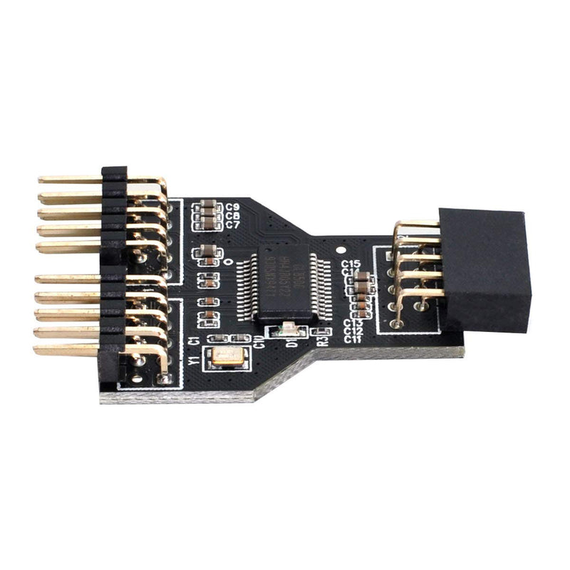 Cablecc Motherboard 9pin USB 2.0 Header 1 to 2 Female Extension HUB Connector Adapter Port Multilier