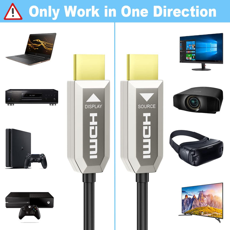 AOZISTech 4K HDMI 2.0b Fiber Optic Cable 50FT 4K 60Hz 18Gbps Dynamic HDR eARC Compatible with PS5/4, Xbox Series X, RTX 3080 3090, LG C9 4K_50FT Silver