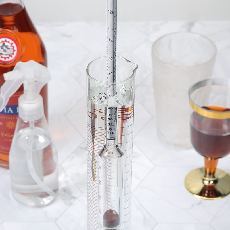 3 Pcs Glass Hydrometer Alcoholmeter 0-200 Proof, Alcohol Hydrometer Digital for Distilling Moonshine Liquor, White