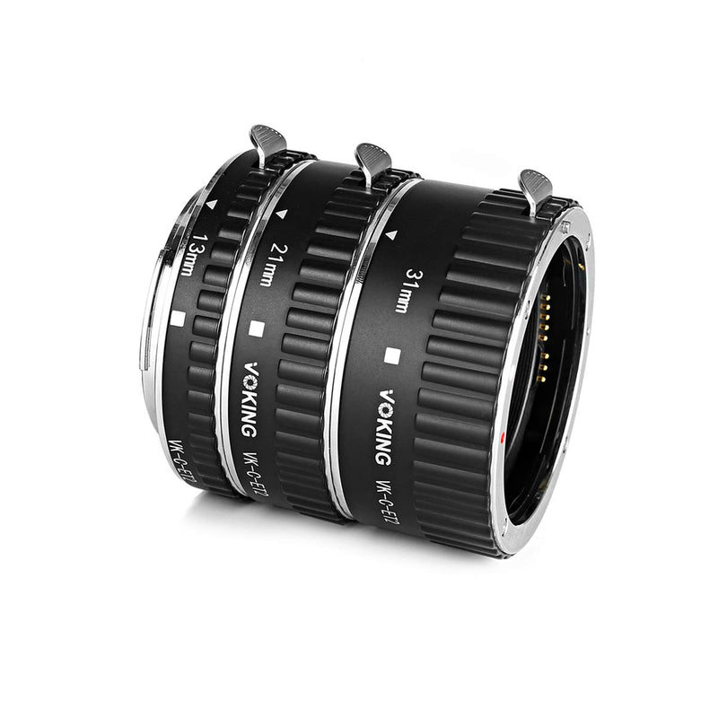 Voking VK-C-ET2 13mm 21mm 31mm Auto Focus Macro Extension Tube Set for Canon SLR Cameras (Black)