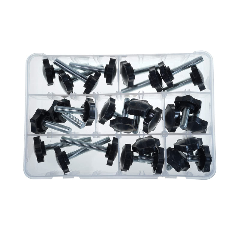 M8 Nylon Black Plastic Replacement Star Hand Knobs with Steel Tightening Screws Standard Metric Handle Thread Stud Bolt Hardware