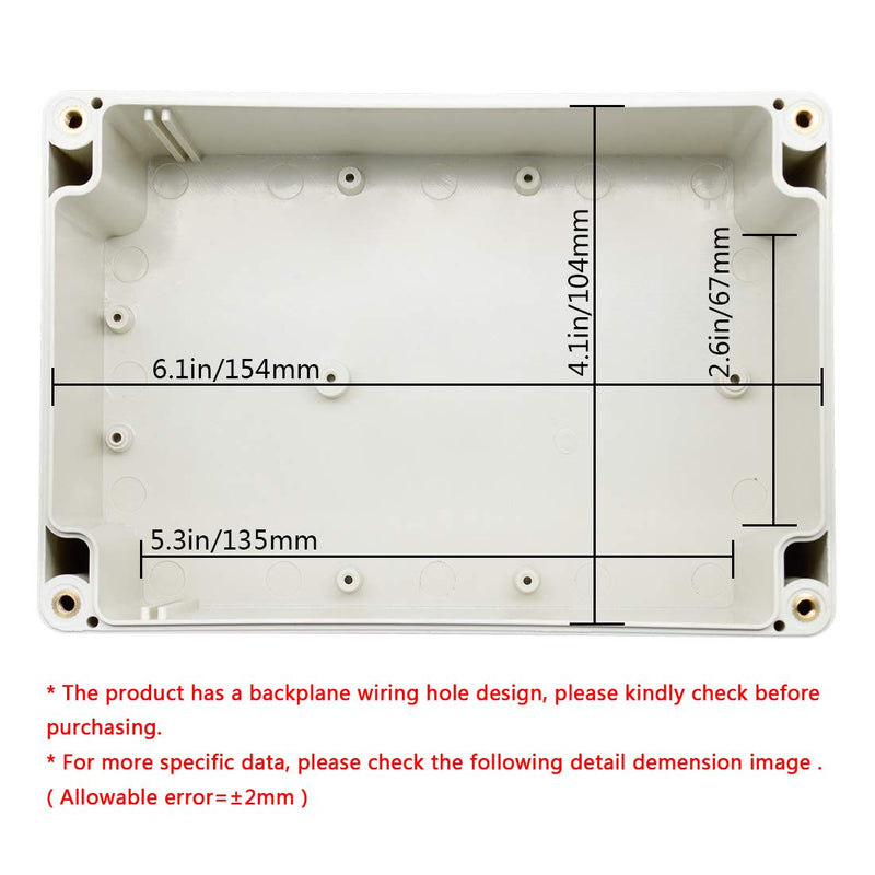LeMotech ABS Plastic Junction Box Dustproof Waterproof IP65 Electrical Enclosure Box Universal Project Enclosure Grey with PC Transparent Clear Cover 6.3 x 4.3 x 3.5 inch(160 x110 x 90 mm) 6.3"x4.3"x3.5"