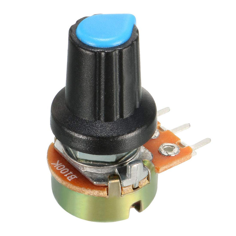 uxcell 11Pcs 100K Variable Resistors Single Turn Rotary Carbon Film Taper Potentiometer with Knobs