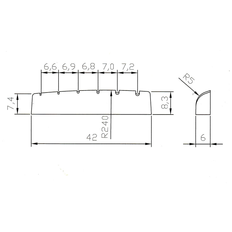 Guitar nut acoustic or electric 42mm x 6mm in white quality resin material.