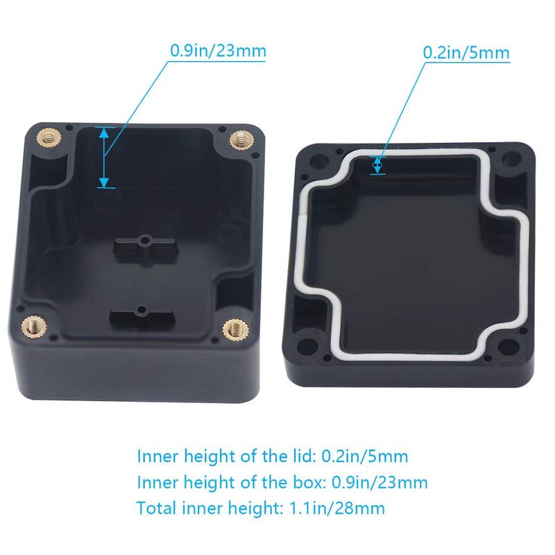 Zulkit Waterproof Plastic Project Box ABS IP65 Electrical Junction Box Enclosure Black 2.48 x 2.28 x 1.38 inch (63 x 58 x 35mm) (Pack of 2) 2.48" x 2.28'' x 1.38''(Pack of 2)