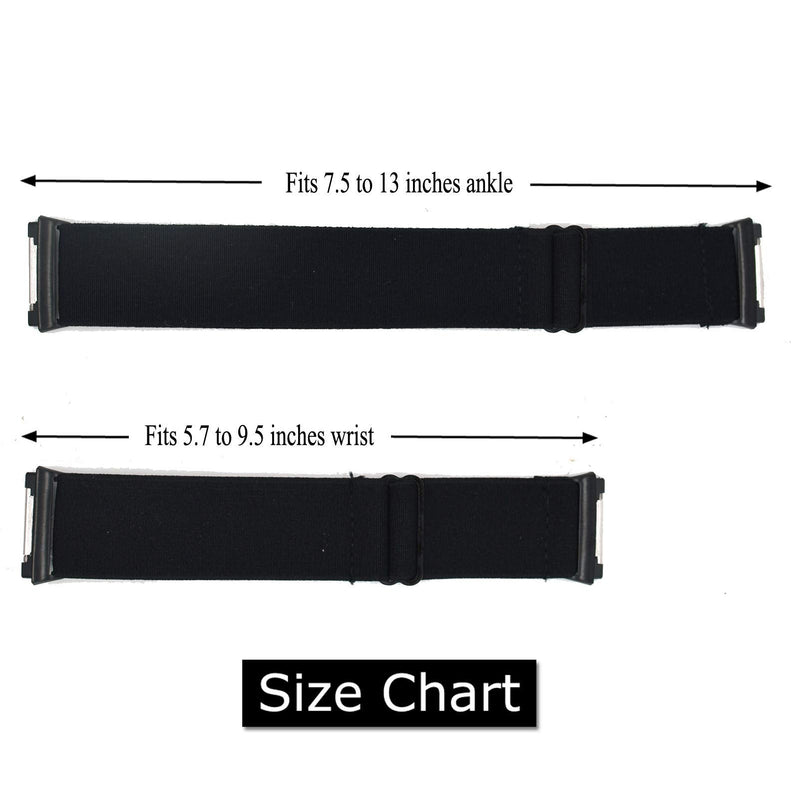 Adjustable Elastic Wrist Band/Ankle Band for Compatible with Fitbit Ionic Smartwatch, Stretchy Band for Men and Women (Black, Medium)