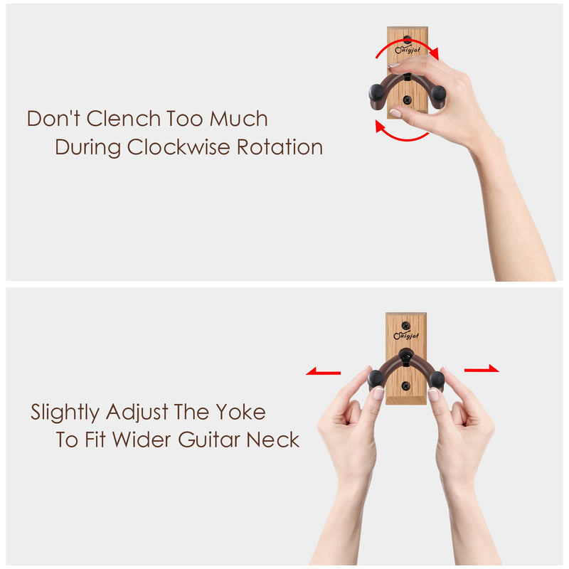 Guitar Wall Mount 2 Pack, Guitar Hanger for Rotatable, Solid Wood Guitar Wall Hanger with Screws, V-Shaped Guitar Mount Hook for Acoustic Electric Guitar, Bass, Guitar Holder for Mandolin, Banjo Apricot