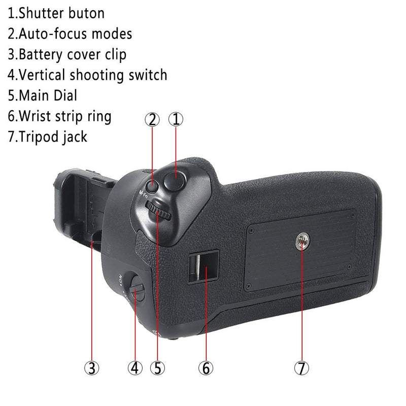 DSTE Replacement for Pro BG-E16 Vertical Battery Grip + 2X LP-E6 Compatible Canon 7D Mark II Digital Camera