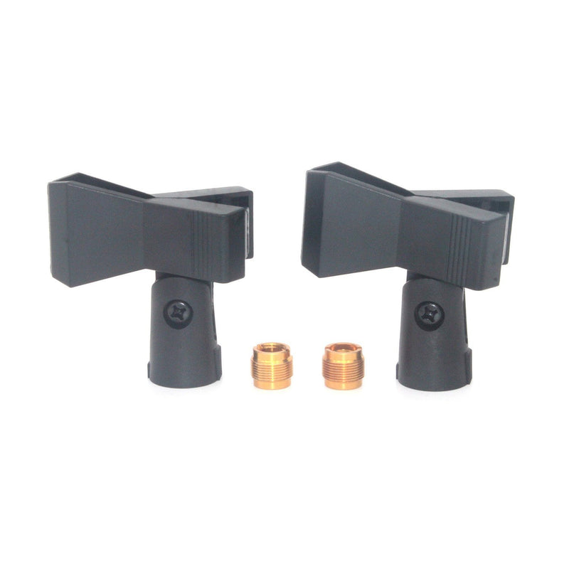 [AUSTRALIA] - Weymic Stands Black Universal Handhold Butterfly Microphone Clip Holder 2-pack with 5/8" Male to 3/8" Female Nut Adapters for Handhold Microphone 