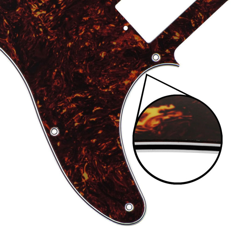 FLEOR 8 Hole Tele Pickguard Guitar Humbucker Pick Guard HH with Screws Fit USA/Mexican Fender Standard Telecaster Part, 4Ply Brown Tortoise Shell