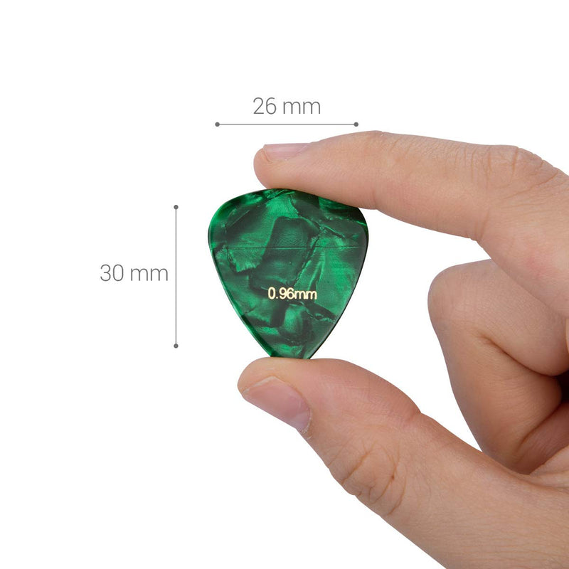 kwmobile Set of 9 Guitar Picks - Includes Thin, Medium, Heavy Gauges for Acoustic, Electric or Bass Guitar, Ukulele - Dark Red/Dark Green/Purple Dark red + Dark green + Violet