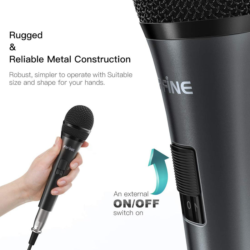 [AUSTRALIA] - Karaoke Microphone,Fifine Dynamic Vocal Microphone for Speaker,Wired Handheld Mic with On and Off Switch and14.8ft Detachable Cable-K6 