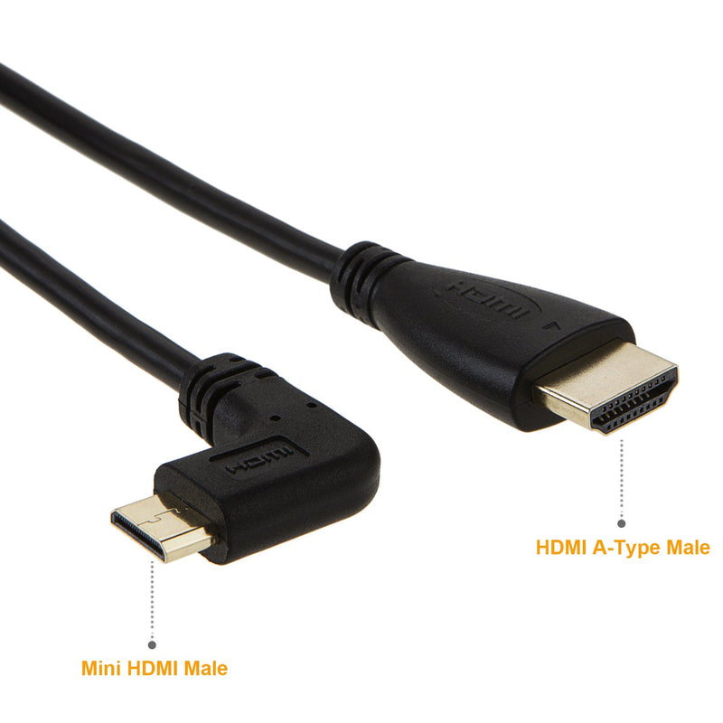 Mini HDMI to HDMI, CableCreation 5 Feet Coiled 90 Degree Left Angle Mini-HDMI Male to HDMI Male Converter Cable, Support 1080P Full HD, 3D, 1.6M, Black mini HDMI Male to HDMI Male