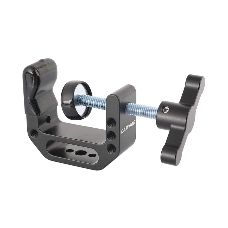CAMVATE C-Clamp with 1/4 and 3/8 Thread Hole for Camera Monitor(Black T-Handle) - 1688