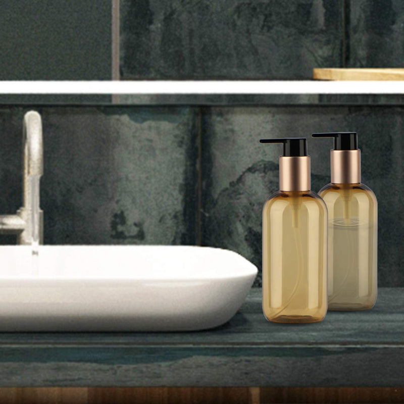 Yebeauty Empty Pump Bottle 8.45OZ, 2 PCS Shampoo Bottles Dispenser with Pump Refillable Containers, 250ml Golden