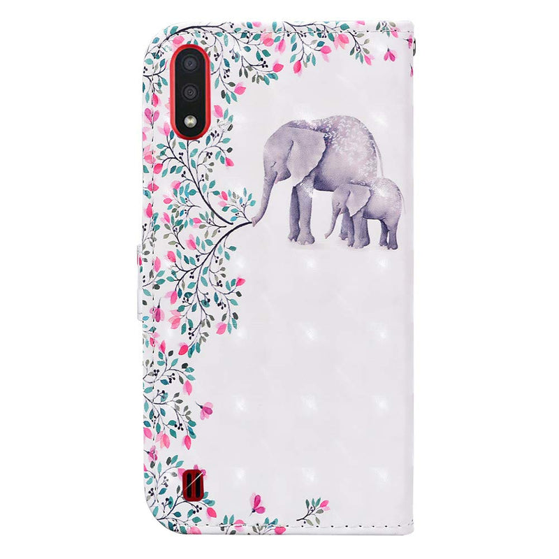 QIVSTAR Case Compatible for Samsung Galaxy A01 3D Design Soft PU Leather case Magnetic Wallet Full Body Protective Case with Stand Flip Folio Case for Samsung Galaxy A01 Flower Elephant CY2 CY2-1: Flower Elephant