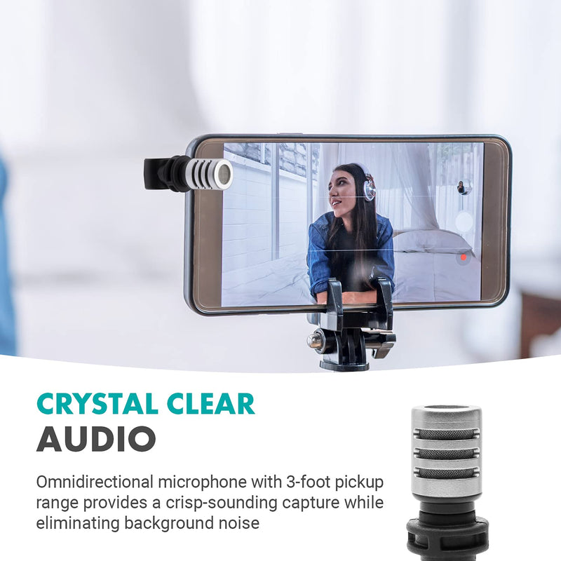 Movo MA5SP 3.5mm TRRS Shotgun Microphone for iPhone or Android Devices - Omnidirectional Phone Microphone with 180° Rotation - Mini Travel Smartphone Microphone for Video, Vlogging, Interview, Travel