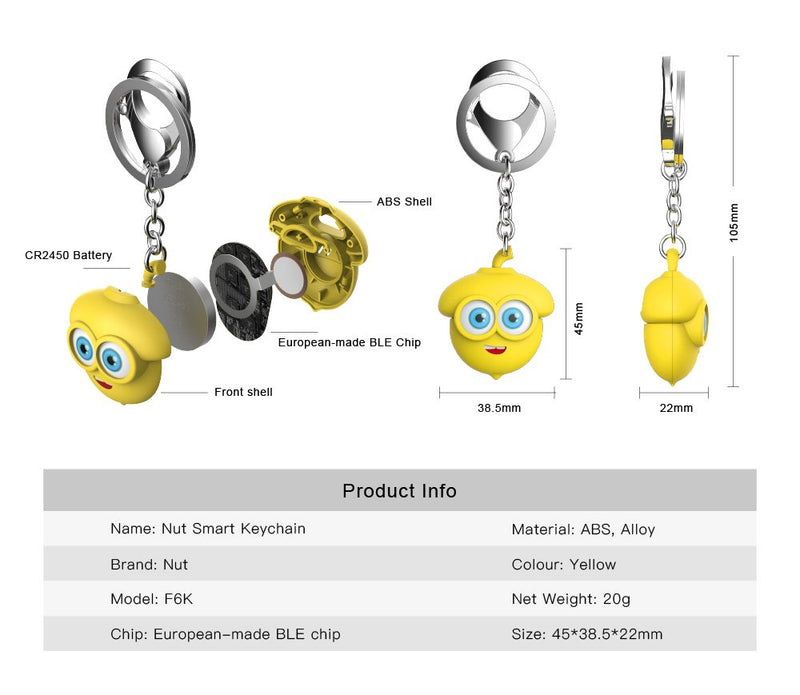 Nut Smart Keychain - The Specialist Bluetooth Key Finder and Phone Finder, Disconnection Alarm Make The Key Easy find Never Forget.