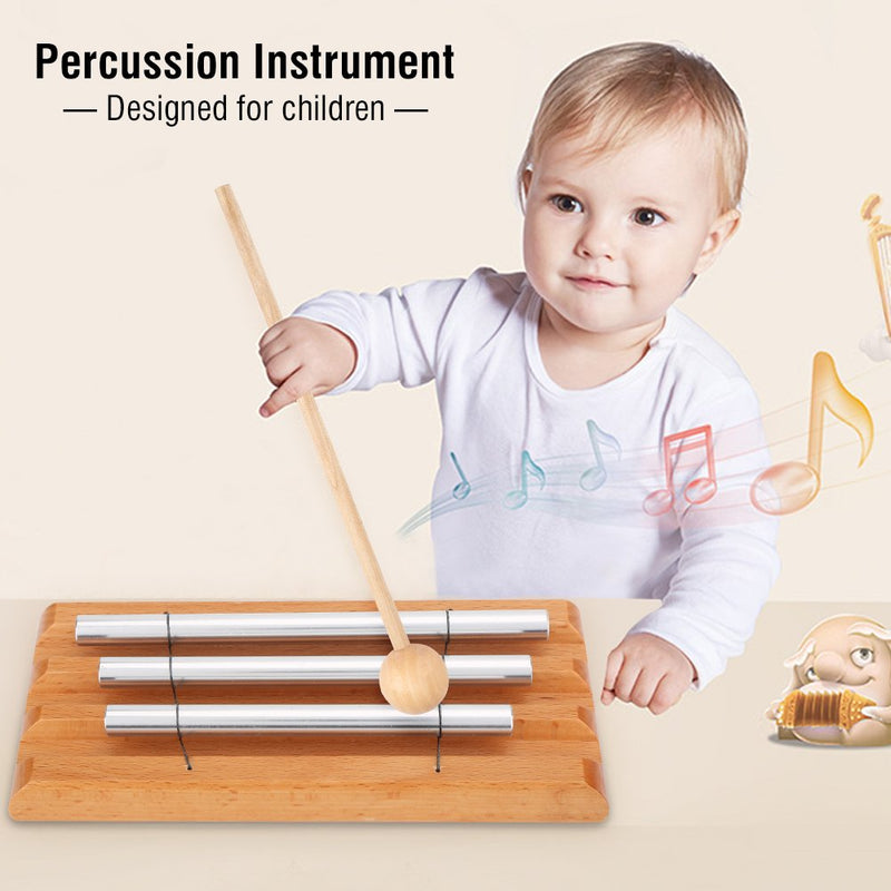 DERCLIVE Meditation Chime 3-Tone Percussion Instrument with Mallet Musical Education Toy for Children Kids Toddle