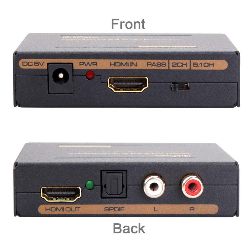 iArkPower HDMI Audio Extractor Splitter HDMI to HDMI + Optical + RCA L/R Stereo Audio Out Supports 3D (1080P) 1080P