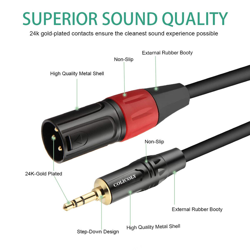 [AUSTRALIA] - COLICOLY 3.5mm to XLR Stereo Y-Splitter Cable, 1/8 inch Mini Jack TRS to Dual XLR Male Pro Stereo Breakout Cable -6.6ft 6 feet 