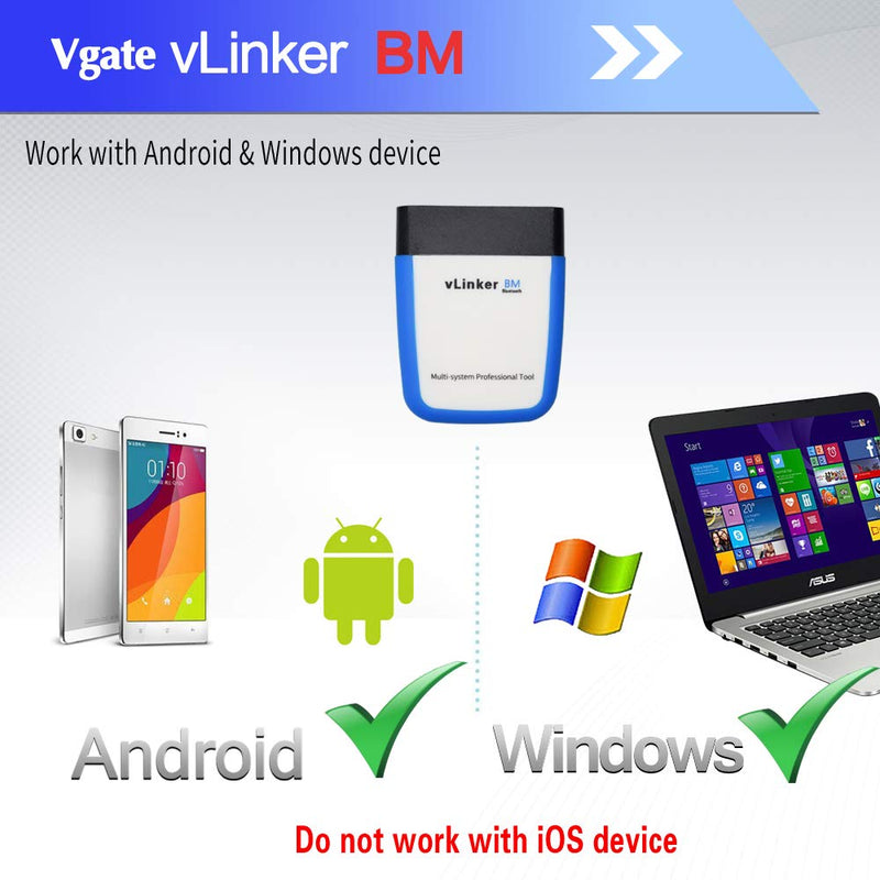 Vgate vLinker BM OBD2 Bluetooth Code Reader, OBDII Scan Tool for Android & Windows - Made for BimmerCode vLinker BM BT3.0