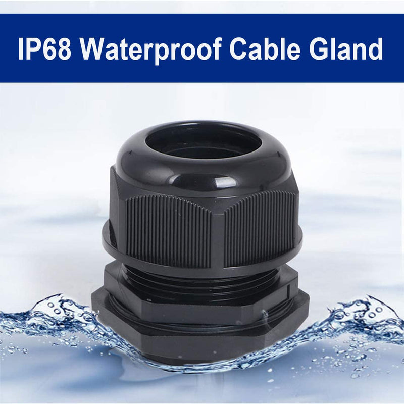 Gebildet Cable Gland, PG7 Plastic Waterproof Adjustable 3-6.5mm Cable Gland Joint with Gaskets, M12 × 1.5 Wire Connector, Wire Protector (Pack of 50, Black) PG7-B
