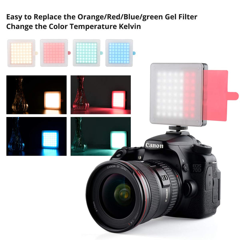 Camera Lighting,YELANGU LED Video Light with Color Filters, CRI95+ 6500K Dimmable Touch Lights for Camera Smartphone GoPro,Portable Rechargeable Fill Light,Vlogging Video Lighting with USB Charge,1PCS