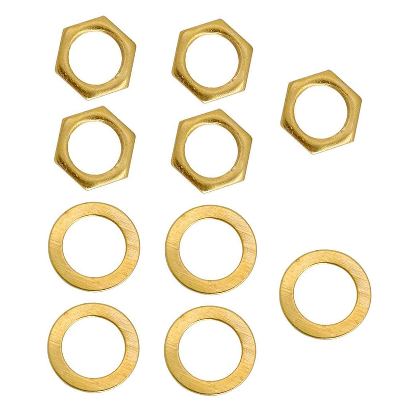 5 Pieces Gold Electric Guitar Hex Nut and Washer Sets fit for Guitar Replacement Parts