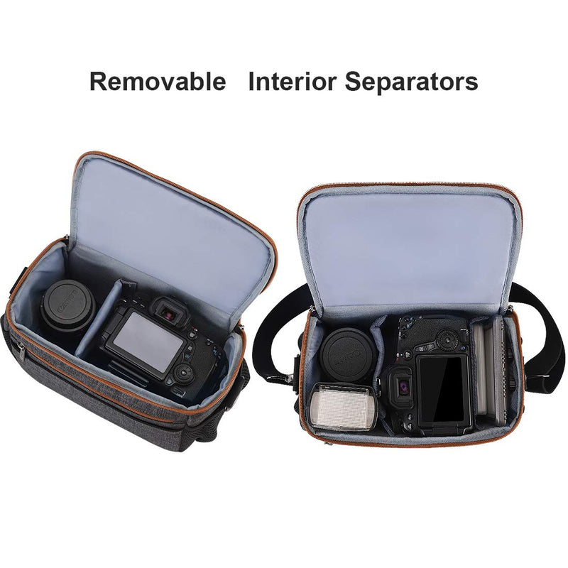 DOMISO Camera Bag Case Waterproof Anti-Shock Shoulder Bag for SLR DSLR Compatible with Nikon D90 D7000 D5300/Canon 60D 700D 5D2/Sony A580 A900/OLYMPUS/Fujifilm/Sony/Panasonic/Pentax/Samsung,Grey Grey