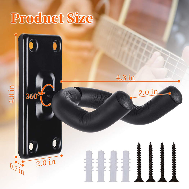 Guitar hanger Guitar hook Guitar holder Guitar wall mount hangers for Electric Acoustic and Bass Guitars (2 Pack Metal Square)