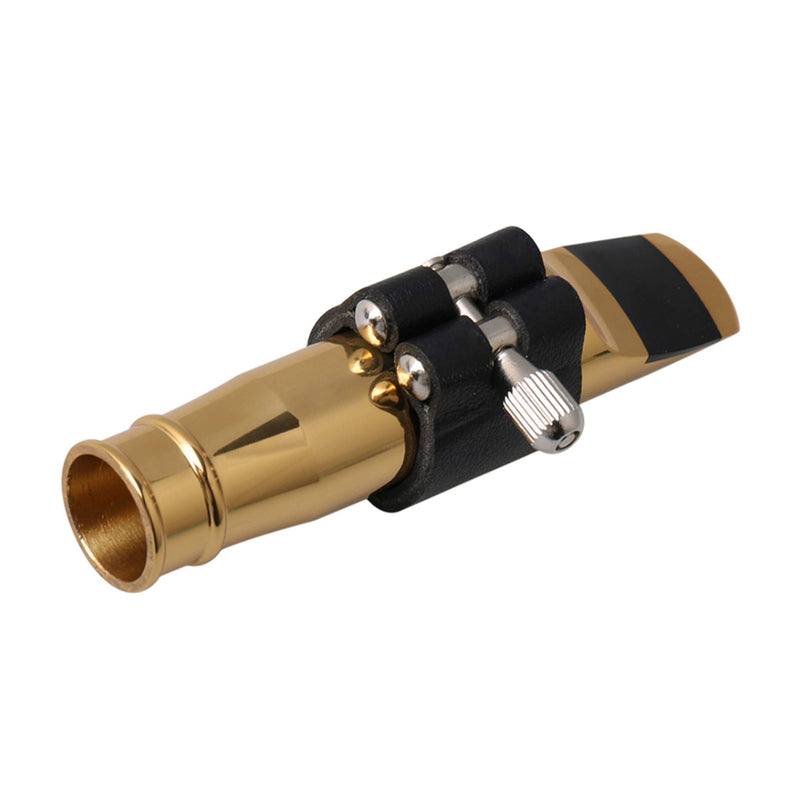 Yibuy Golden B-flat Tenor Saxophone Mouthpiece Gold 6# PU Leather Cap Golden 6#