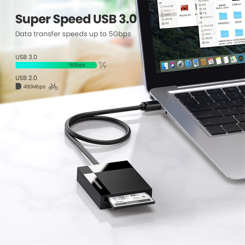 UGREEN SD Card Reader USB 3.0 Card Hub Adapter 5Gbps Read 4 Cards Simultaneously CF CFI TF SDXC SDHC SD MMC Micro SDXC Micro SD Micro SDHC MS UHS-I for Windows Mac Linux