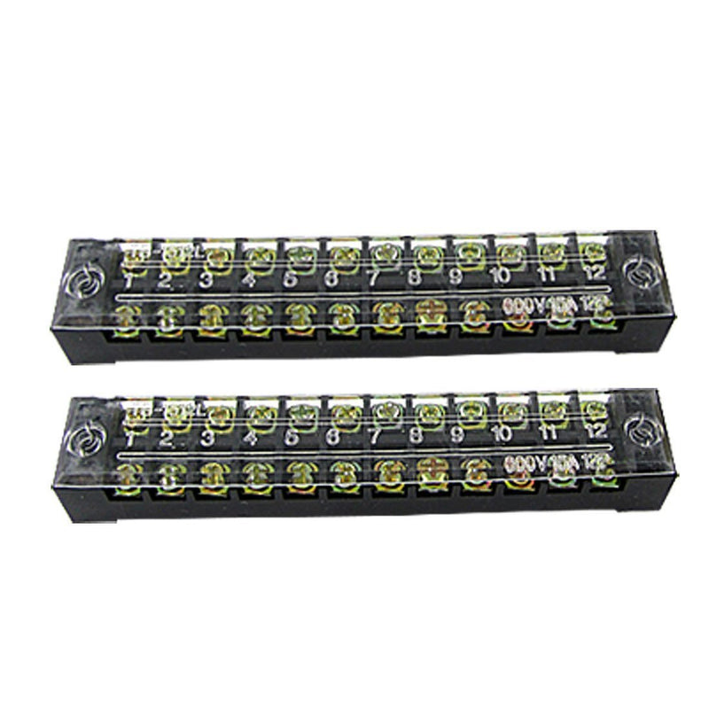 Onwon 600V 15A 12 Positions Dual Rows Covered Barrier Screw Terminal Strip Block 5Pcs