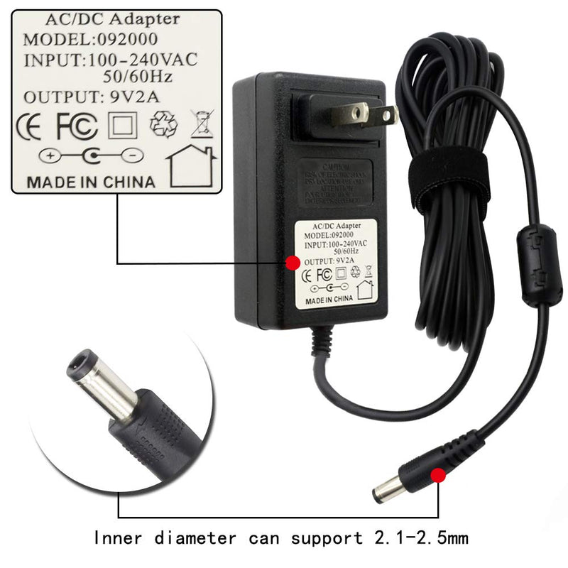 9V 2A AC DC Adapter Cable Cord, DPA-1 Pedal Power Supply Adapter 9V DC 2A Tip Negative 5 Way Daisy Chain Cables for Effect Pedal Power Supply Charger (10FT)