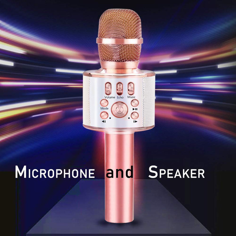 [AUSTRALIA] - Diyomate Wireless Bluetooth Karaoke Microphone Handheld KTV Home Mic Singing Speaker Player Party Birthday Professional Microphones for iOS/Android (Rose Gold) Rose gold 