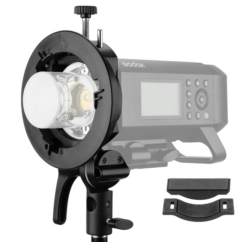 Godox S2 Speedlite S-Type Bracket Bowens Mount, for Godox V1 AD200Pro AD400Pro AD200 V860II TT685 TT600 TT350, Precise Tilt Control, Large Adjustment Handle, Integrated Umbrella Mount, More Compact
