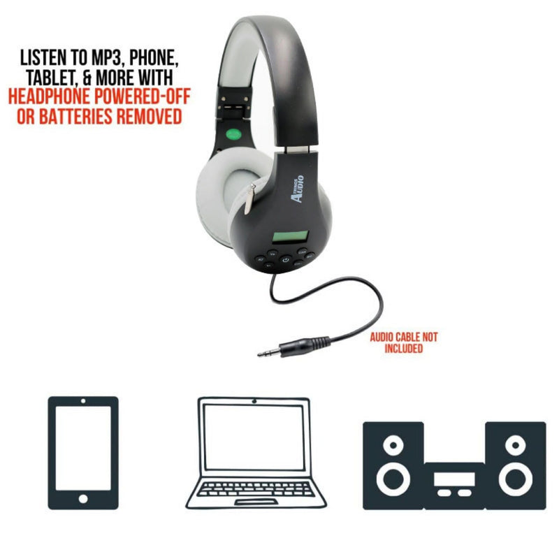 Things Audio Portable Personal FM Radio Headphones Pull-Out Antenna for Great Reception, Walking, Jogging, Relaxing, School, Talk Radio - Powered by 2AA Batteries (Not Included) (Black & Gray) Black & Gray