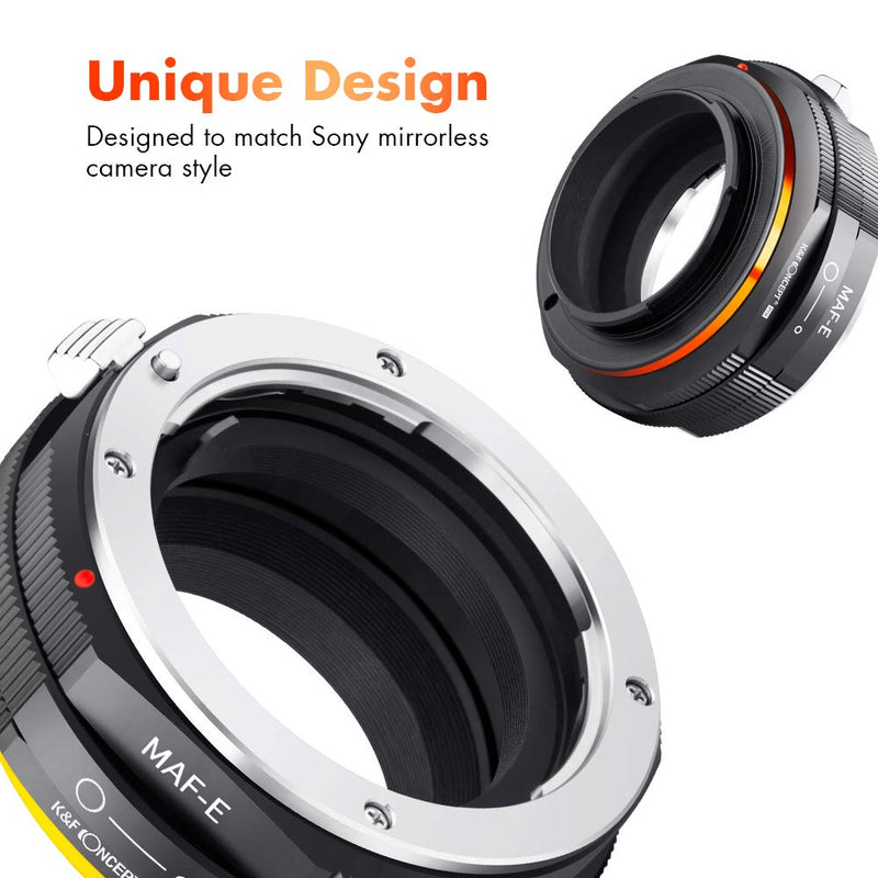 K&F Concept Lens Mount Adapter for Sony Alpha Minolta AF A-Type Lens to Sony NEX E-Mount Mirrorless Camera with Matting Varnish Design MAF-NEX