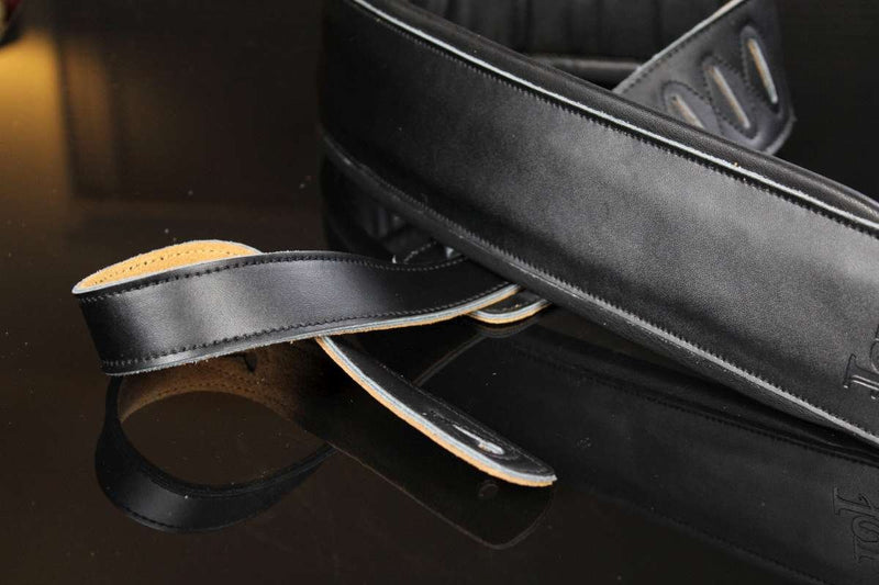 Iconic Leathers 3.25" Wide Black Dual Padded Guitar and Bass Strap IL-5Blk